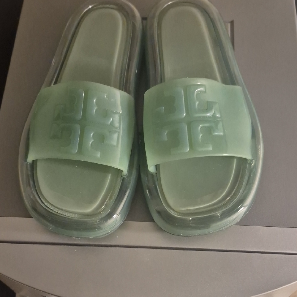 Tory Burch Green Slide Sandals